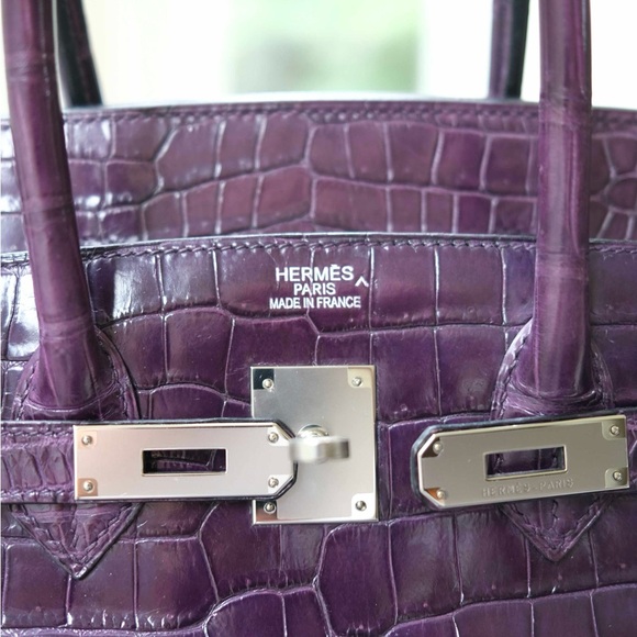 Hermes Birkin 35 Amethyst Crocodile Porosus bag - Picture 8 of 16